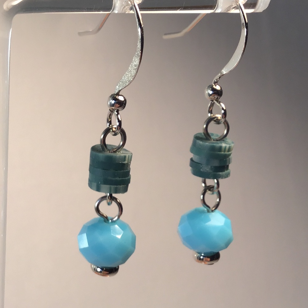 Earrings Turquoise And Malachite Faux Beads